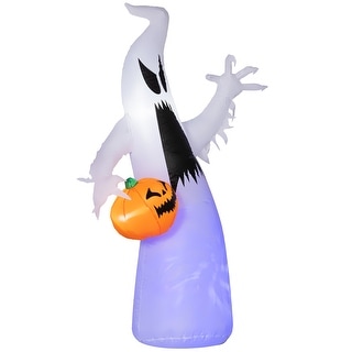 5.9' Halloween Inflatable Outdoor Decoration Ghost with Pumpkin,  LED Yard Decor