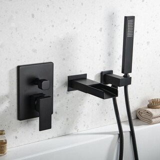 Waterfall Single Handle Wall Mount Tub Faucet with Hand Shower