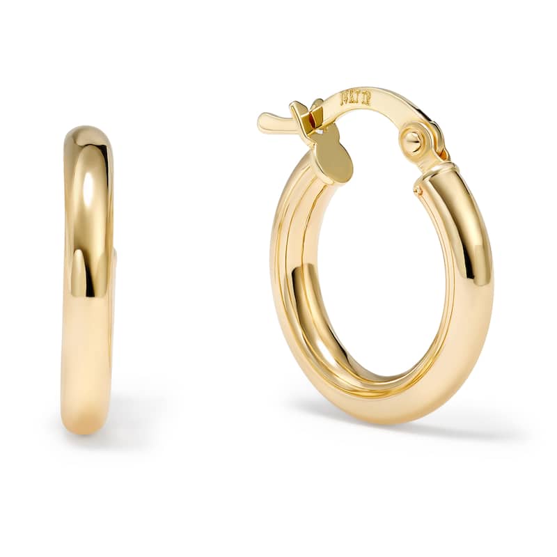 Clover 14k Yellow Gold High-Polish Round Hoop Earrings 2.5mm - 17mm