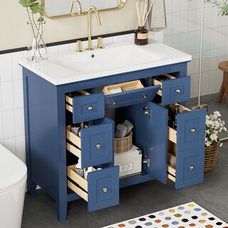 36'' Bathroon Vanity with Resin Sink Combo Set, Freestanding Single ...