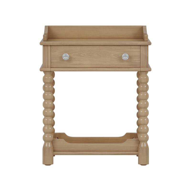 Natural Nightstand Bedroom Bedside Table Simple Side Table, Wood Coffee Table End Table with Drawer and Open Shelf