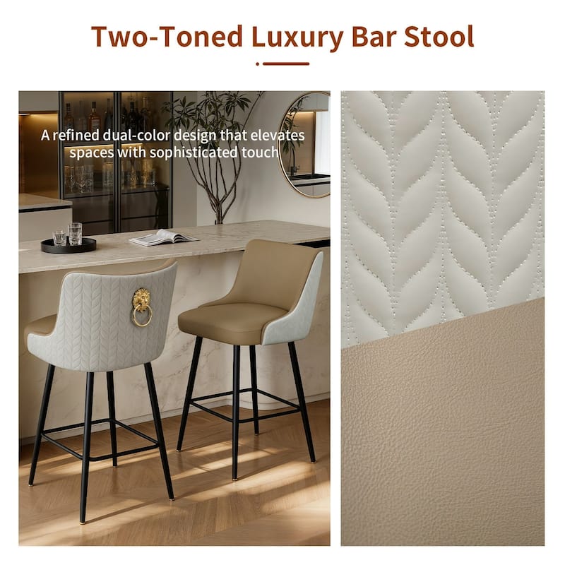 Bar Stools for Kitchen Counter Height Leather 360° Swivel Footrest