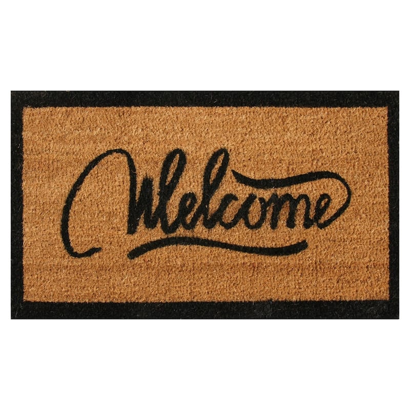 Rubber-Cal "Modern Ribbon Script" -Coir Welcome Mat 15mm X 18" X 30"