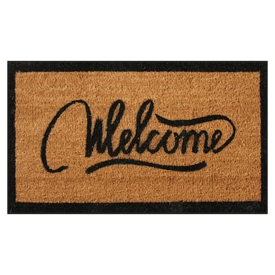 Rubber-Cal "Modern Ribbon Script" -Coir Welcome Mat 15mm X 18" X 30"