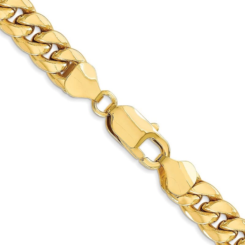 Curata 10k Semi Solid Lobster Claw Closure Semi solid Miami Curb Chain Bracelet