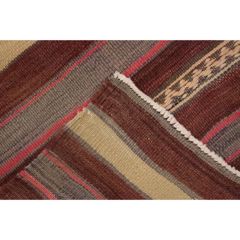 Hand Woven Oriental 100% Wool Carpet Southwestern Tribal Oranges & Rust Kilim Area Rug - 6' 1'' X 4' 4''