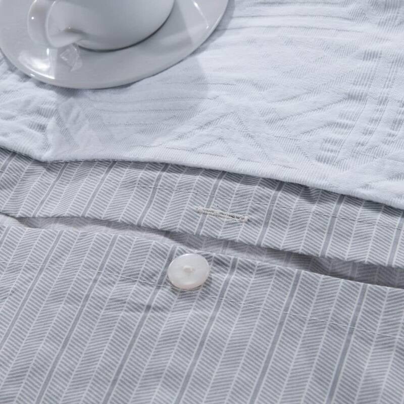WHOLINENS Washed Cotton Textured Matelasse Duvet Cover Set 3Pcs