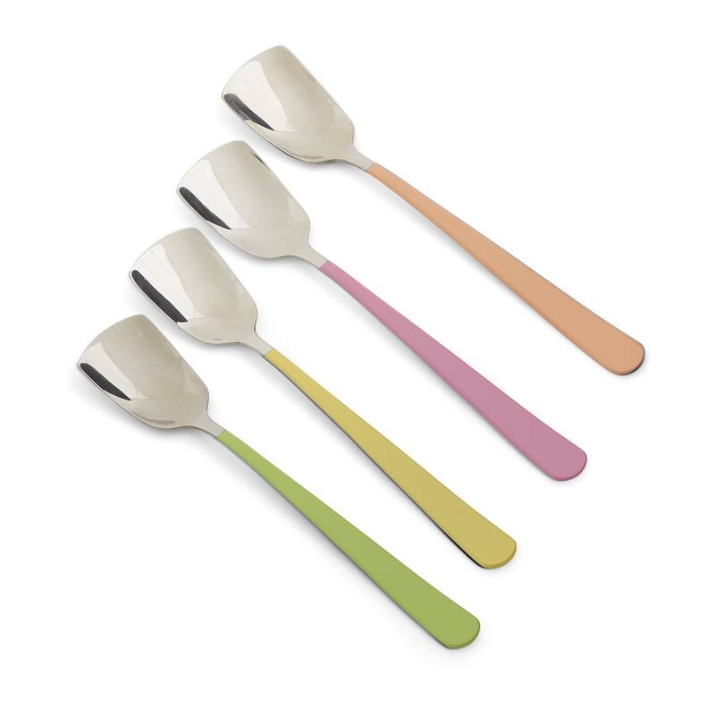 Ice Cream Spoons Mixed Colors (Set of 4) - Colored Handled Spoons, 4 Piece - Colored Handled Spoons, 4 Piece - Stainless Steel