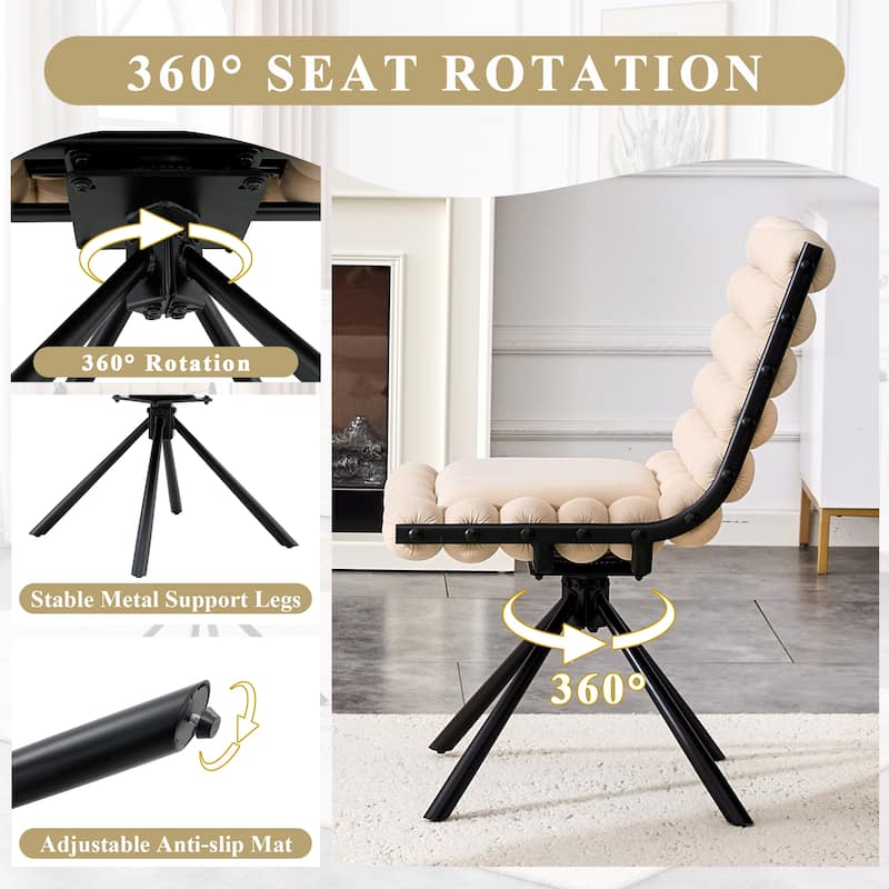 Set of 2, Velvet Dining Chairs with Metal Legs, Modern Tufted Accent Chairs for Dining Room & Kitchen