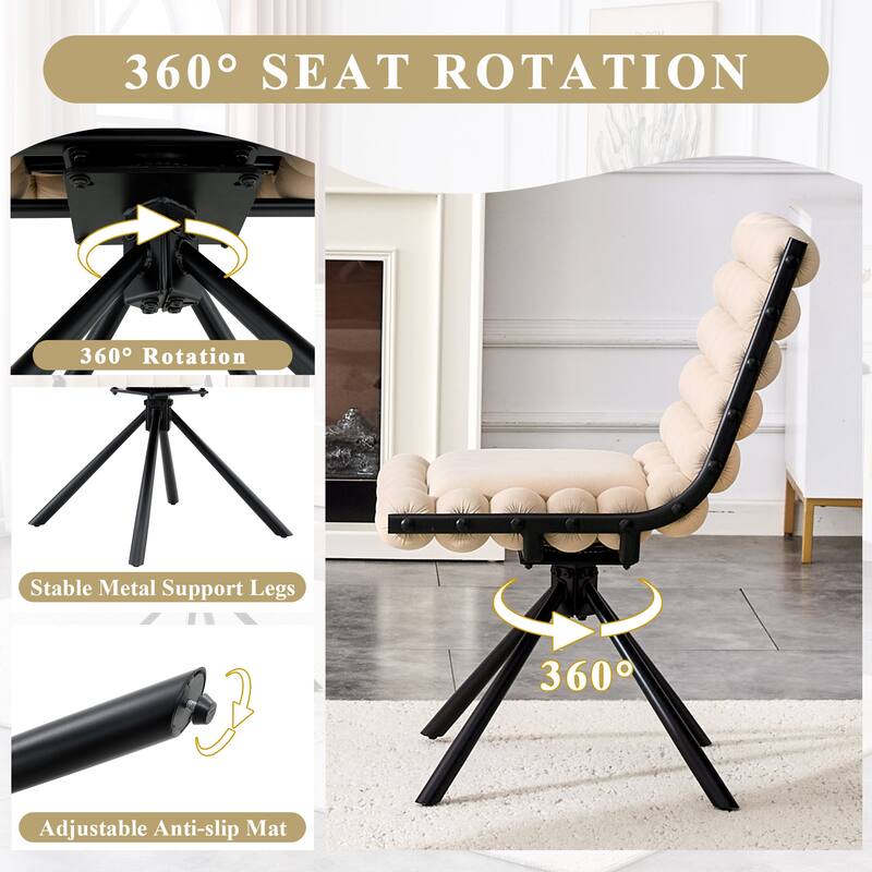 Velvet Accent Dining Chair with Metal Legs Modern Upholstered Armless Chair, Set of 2