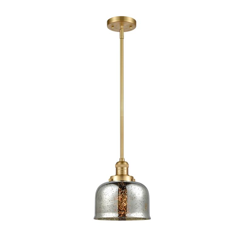 Innovations Lighting Franklin Restoration Bell - 1 Light 8" Stem Hung Mini Pendant - Silver Plated Mercury/Satin Gold