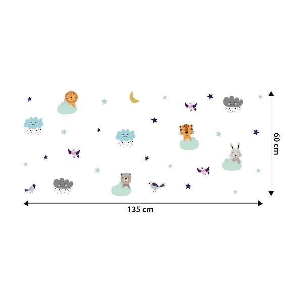 dimension image slide 1 of 2, Walplus Animals up in Clouds Wall Sticker Children Nursery Decor Decal
