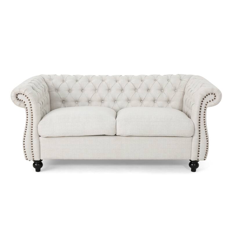61.75" Velvet Chesterfield Loveseat Sofa with Button-Tufted Upholstery, Nailhead Trim and Rolled Arms