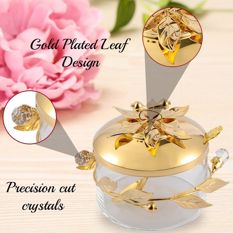 24K Gold Plated Sugar Bowl, Honey Dish, Candy Dish Glass Bowl