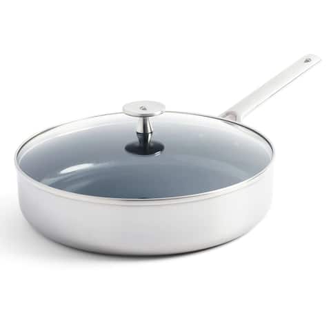 Blue Diamond Tri-Ply Stainless Steel Healthy Ceramic Nonstick, 3.75Qt Saute Pan with Lid