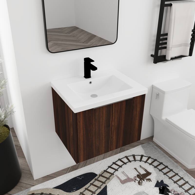 BNK 24"/30"/36" Single Sink Bathroom Vanity with Soft Close Door, Modern Floating Vanity