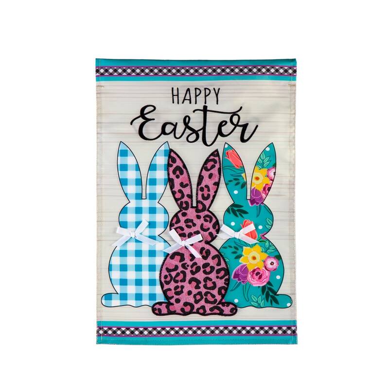 Bright Bunnies Garden Applique Flag