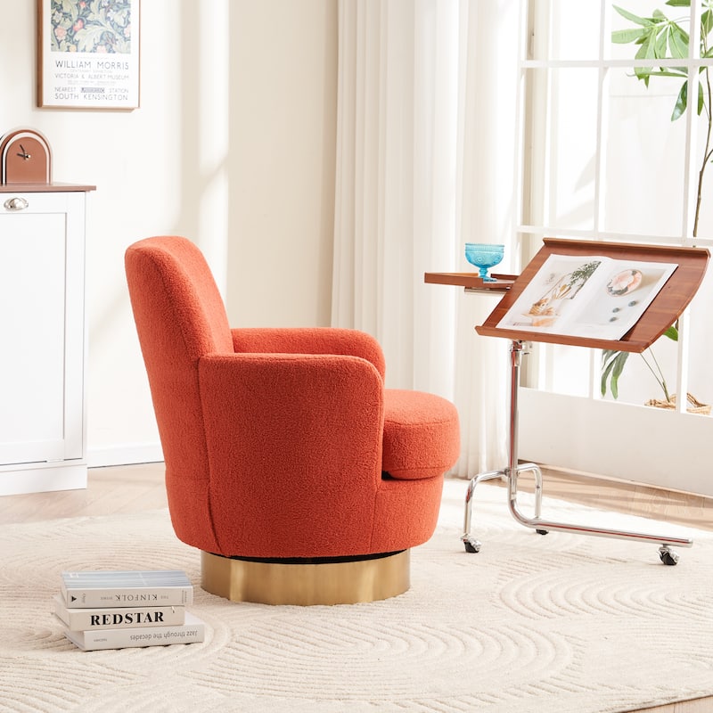 Orange Teddy 29.3" Upholstered Swivel Barrel Chair