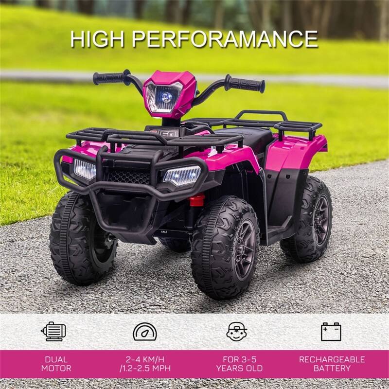 12V Kids Electric ATV with Comfortable Seat and Dashboard USB AUX Music and Safe Two-Speed - 34.6" L x 17.7" W x 19.7" H