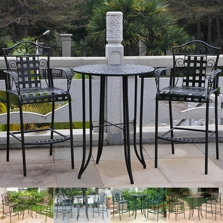 Mandalay 3-Piece Outdoor Iron Bar Bistro Set (Set of 3)