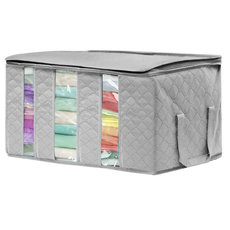 Foldable Storage Bag Organizers (Single) - 19" L X 14" W X 8" H - Grey