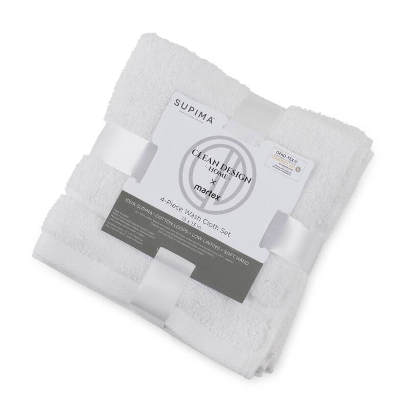 Clean Design Home x Martex Solid Supima 4-Pack Blue Wash Towel Set