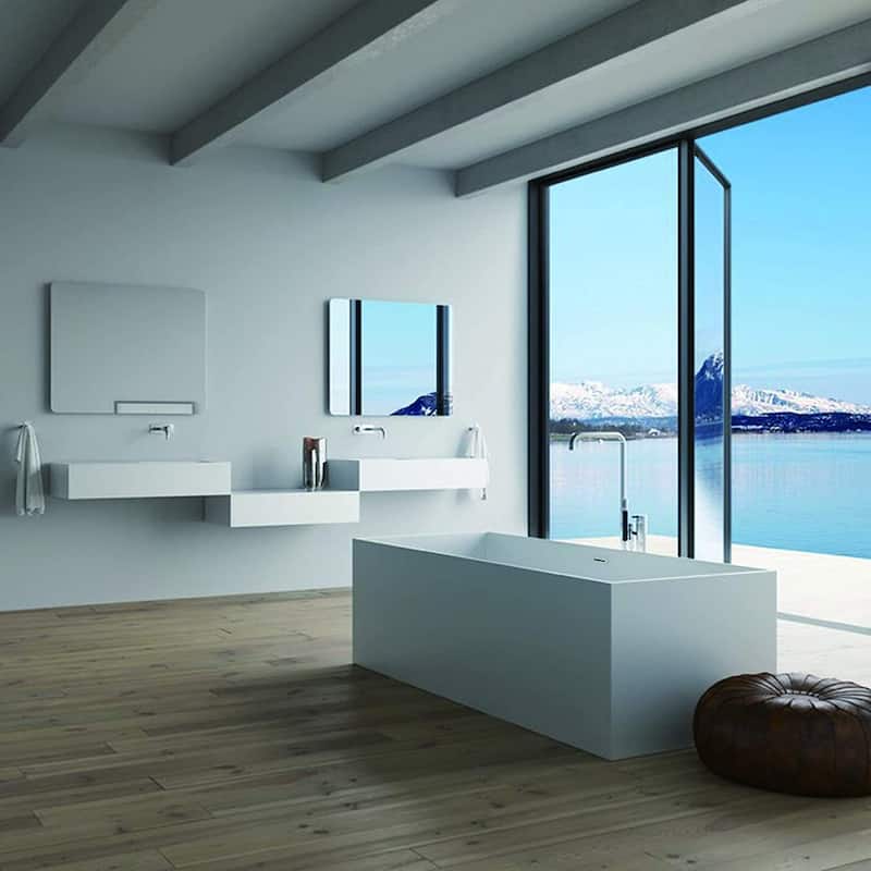 Vanity Art 59" Acrylic Freestanding Soaking Bathtub with Overflow & Pop-up Drain