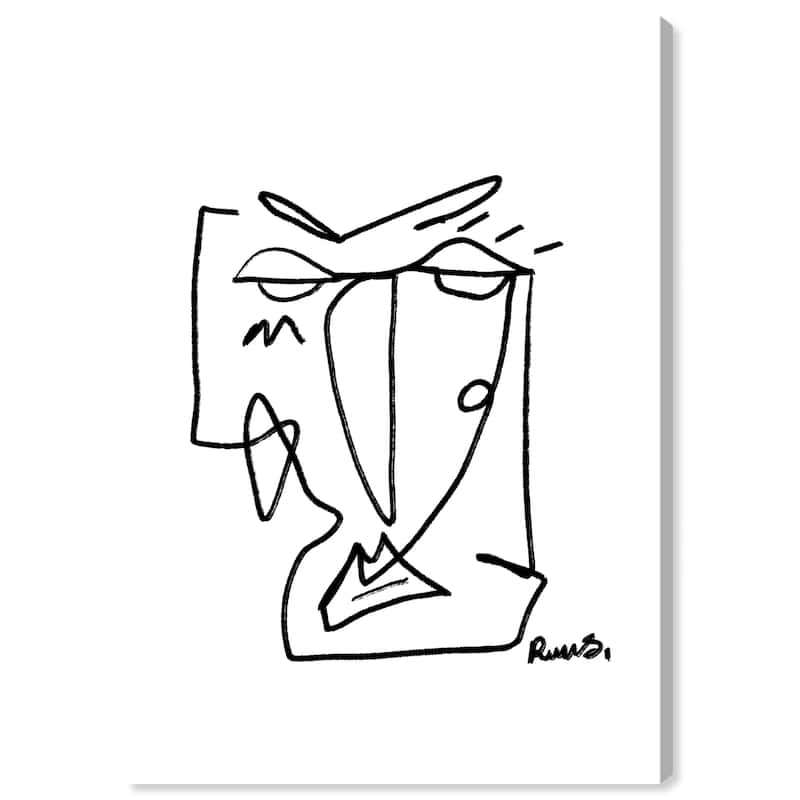 Wynwood Studio Canvas Abstract Angled Face II Black and Modern & Contemporary Wall Art Canvas Print