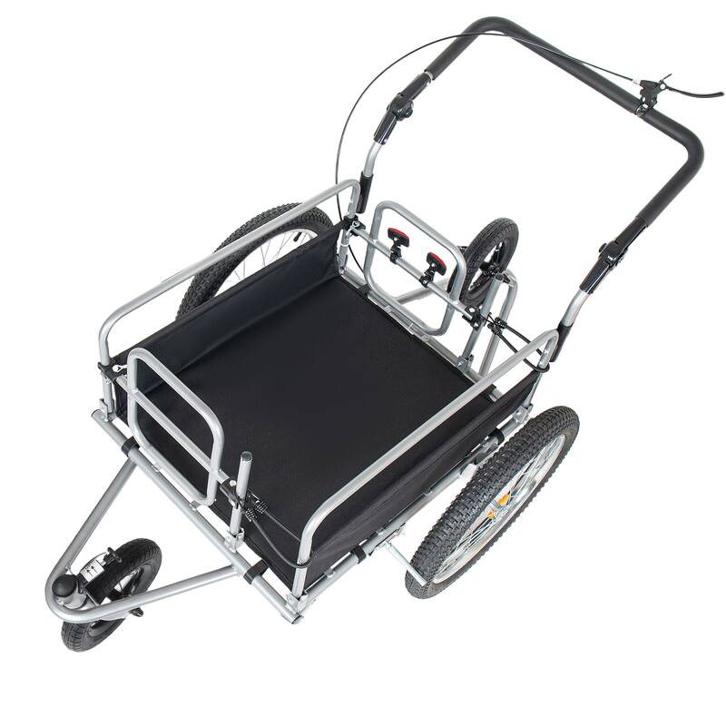 3-in-1 Heavy-Duty Bike Cargo Trailer, Upgraded 20" Wide Fat Tires, 150lbs Capacity, Steel Frame, Convertible Stroller Pull Cart