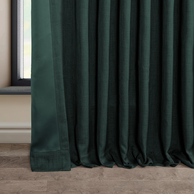 Exclusive Fabrics Faux Linen Extra Wide Room Darkening Curtains Panel - Versatile Privacy Drapery for Wide Windows (1 Panel)