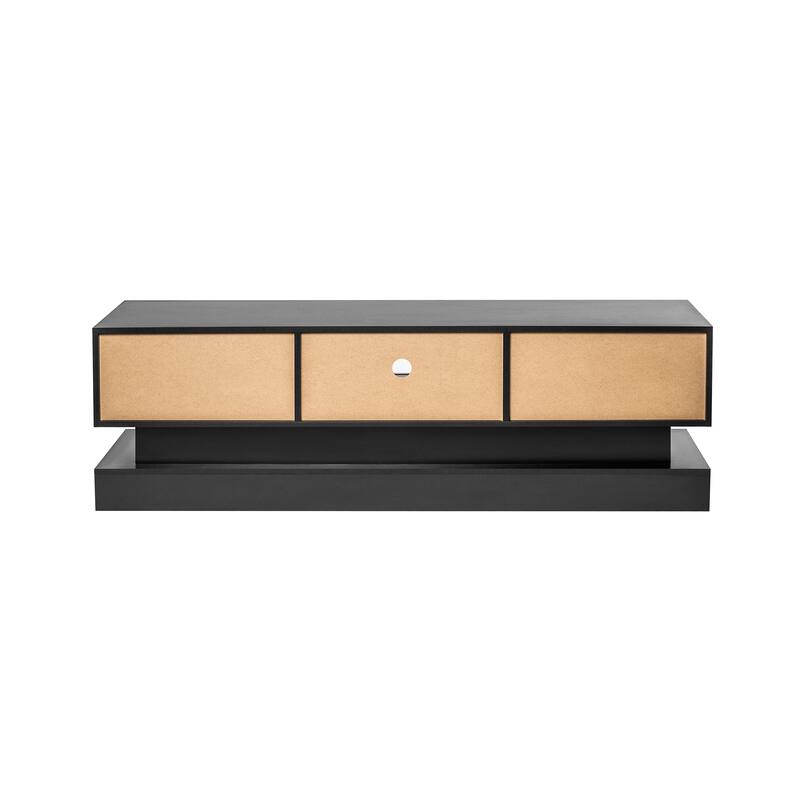 16-Color LED Lights TV Stand for TV up to 55"/65", Modern Entertainment Center with 2 Drawers