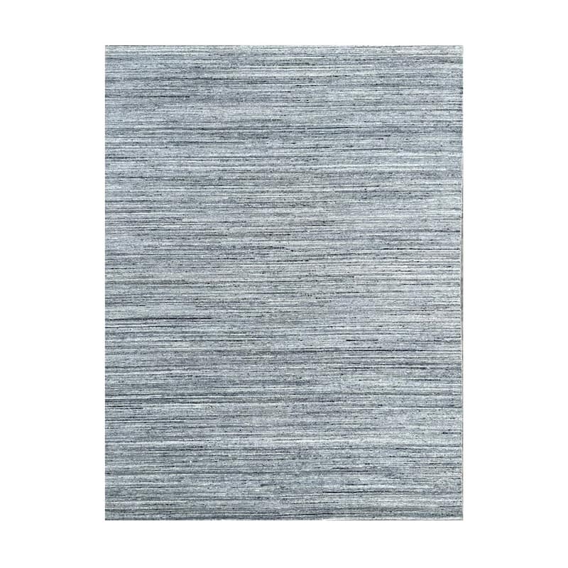 Natural Grey Hand-Knotted Wool Modern Lori Baft Gabbeh Solid Color Rug, 10' x 14', plush elegant accent - L