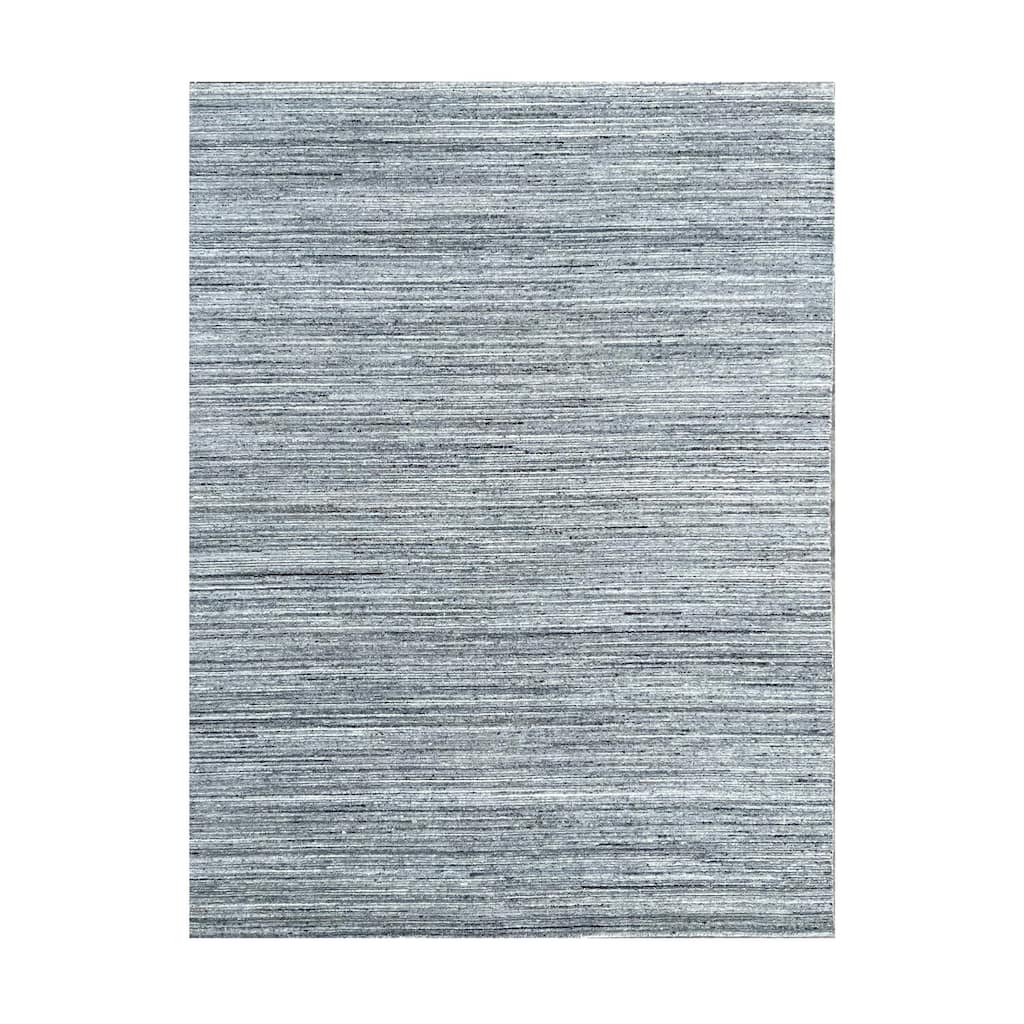 Natural Grey Hand-Knotted Wool Modern Lori Baft Gabbeh Solid Color Rug, 6' x 9', soft cozy area rug - L