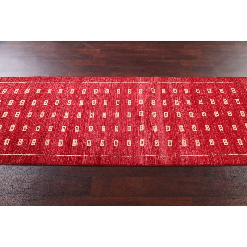 Oriental Gabbeh Kashkoli Wool Runner Rug Hand-knotted Staircase Carpet - 2'9" x 8'1"