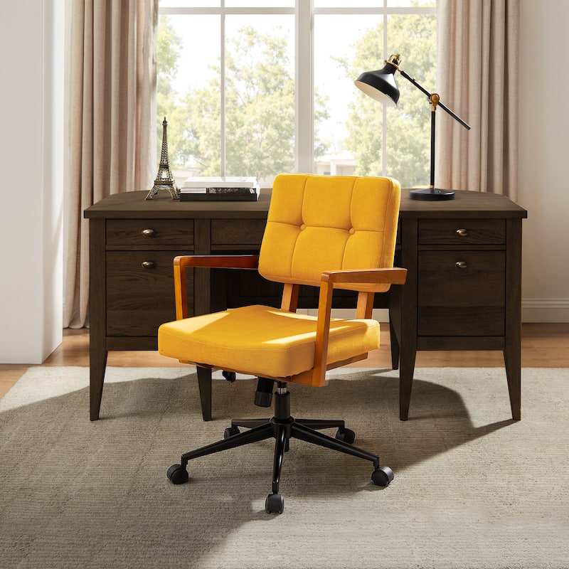 Art Leon Swivel Accent Home Office Chair with Adjustable Height - Yellow