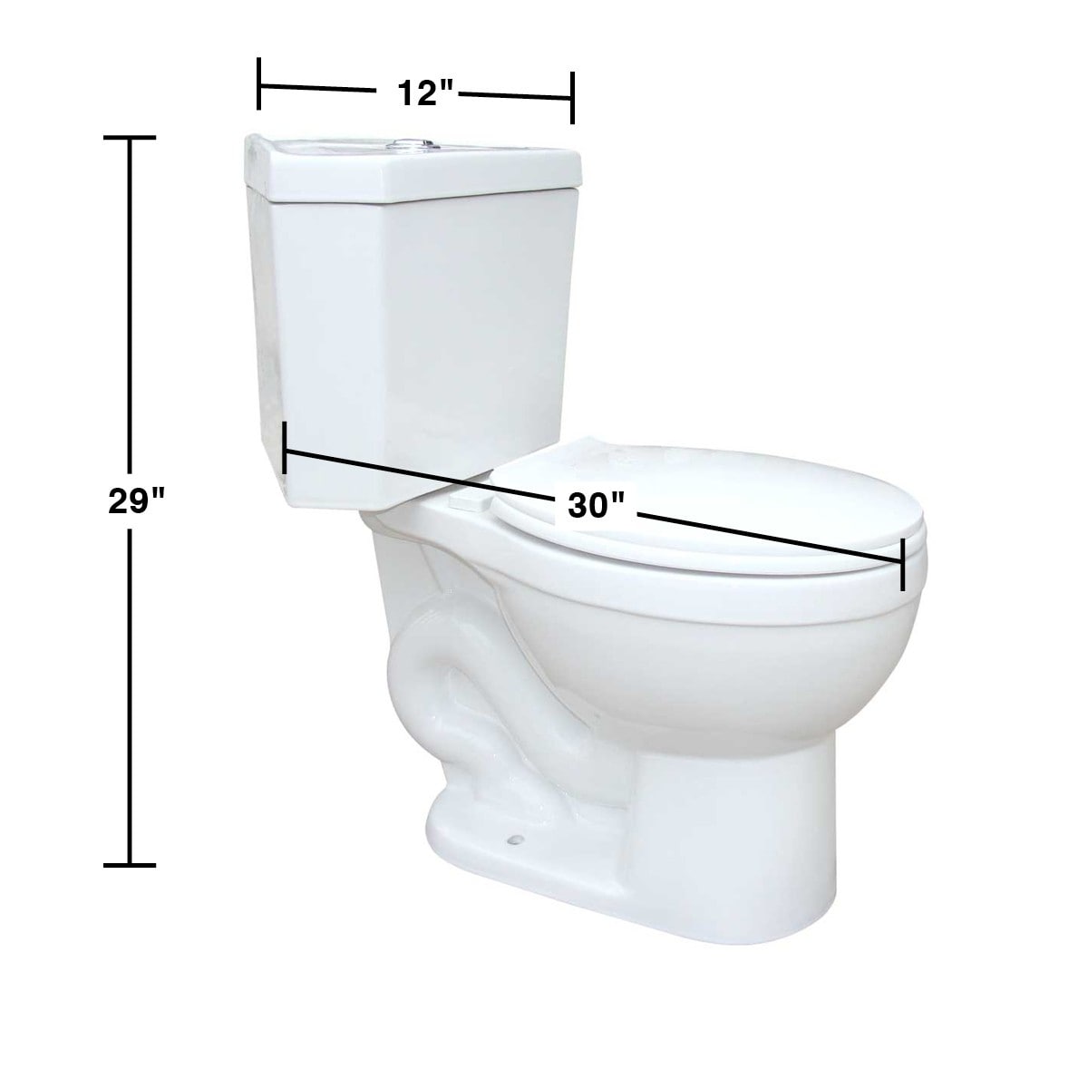 トドーページ Troyt White Porcelain Compact Corner 2-Piece Toilet Round High Low