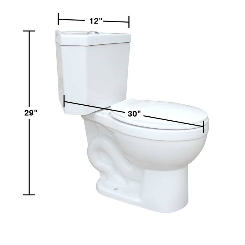 Troyt White Porcelain Compact Corner 2-Piece Toilet Round High Low Top Tank Button Flush