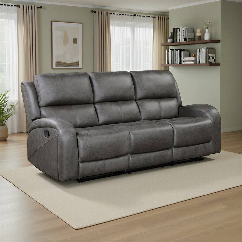 Fremont & Park Mabel 84.5" Polished Microfiber Manual Double Reclining Sofa