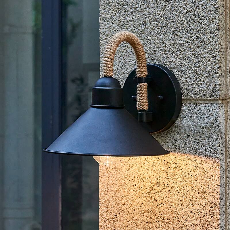 Natural Home 1 light 12 inch black finish Indoor Wall Sconce with decorative rope - 12 inch