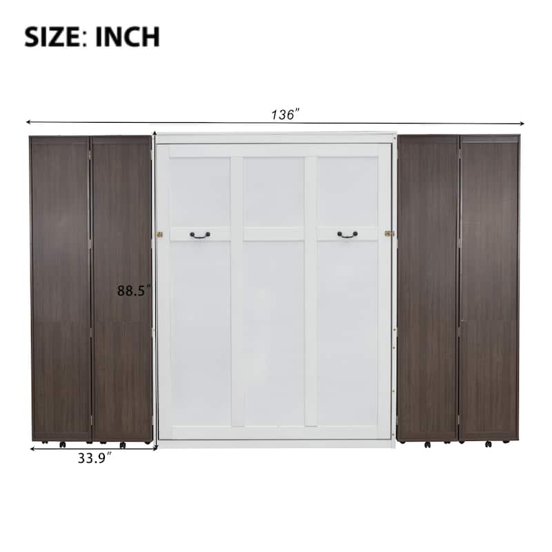 Queen Murphy Bed Wall Bed with Storage Doors - Space-Saving & Elegant Design