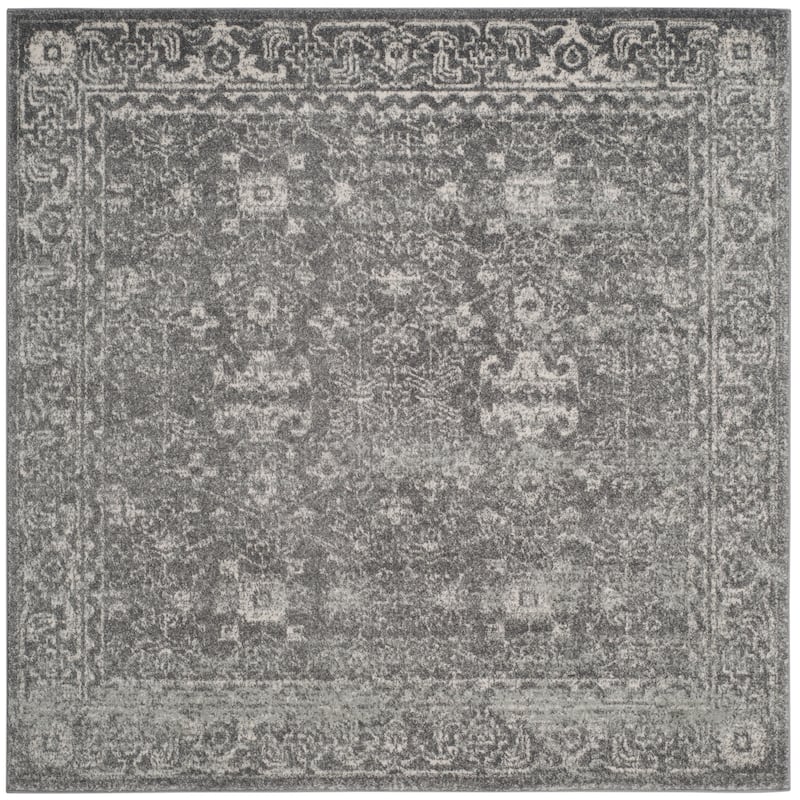 SAFAVIEH, Evoke Karola Vintage Boho Rug - 5'3" Square - Grey/Ivory