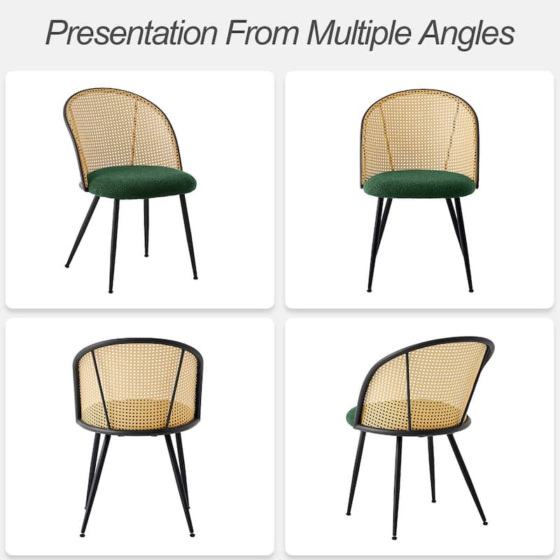 Modern Upholstered Rattan Dining Chairs Set of 2/4