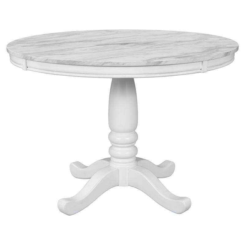 Modern Style Wooden 5-Piece Dining Set with Round Table amd 4 Upholstered Chairs