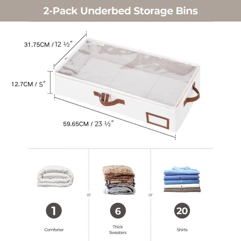 Underbed Storage,Fabric Organizers with Reinforced Handles & Label Holders,2-Pack