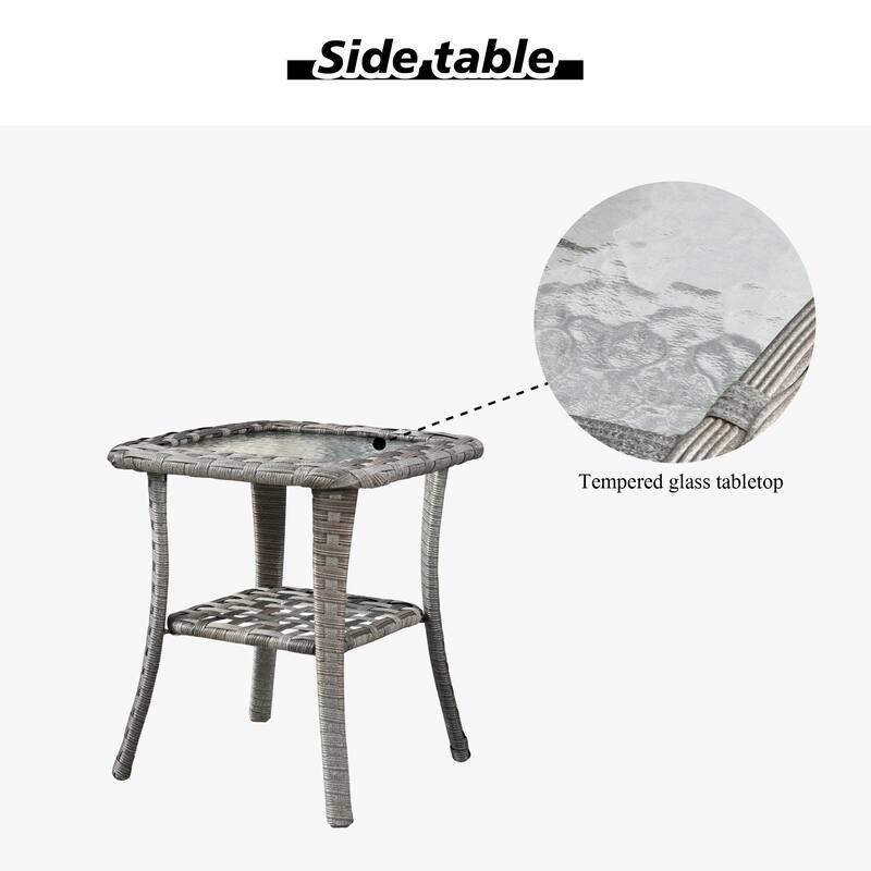 HOOOWOOO 3-piece Patio Rattan Outdoor Furniture Swivel Chair Set