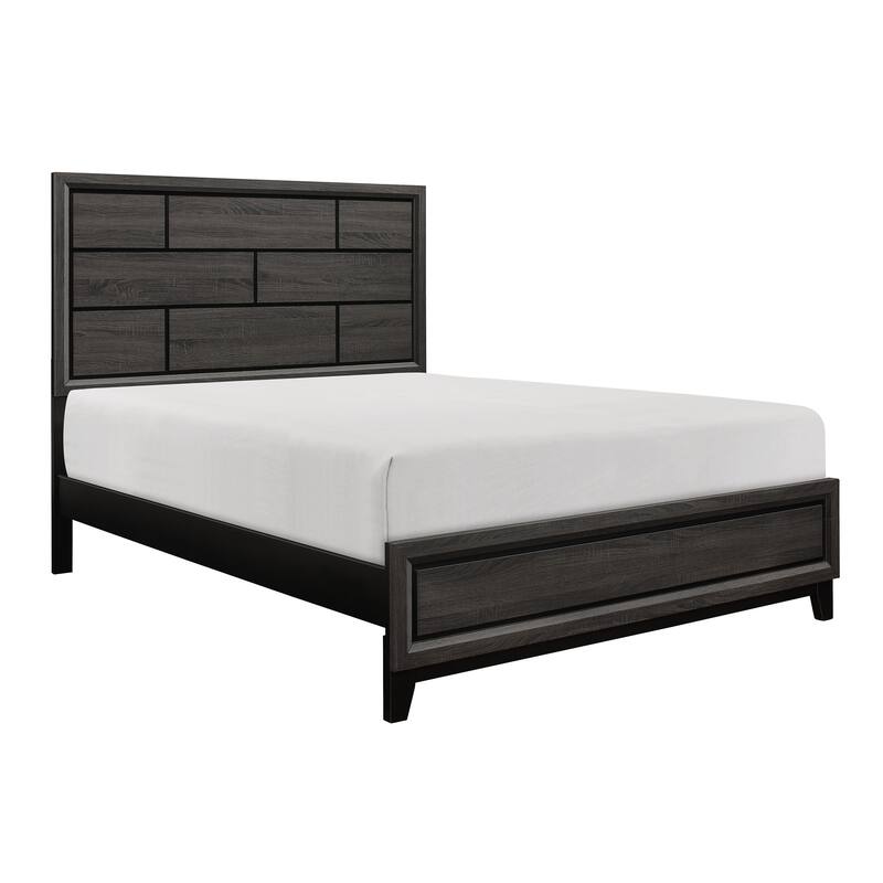 Queen Size Modern Gray Finish Bed with Headboard and Footboard