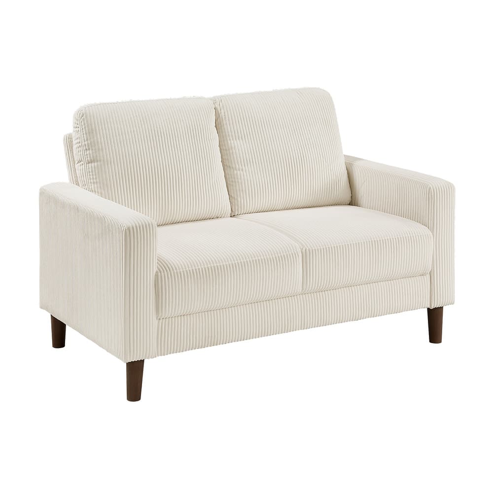 Fremont & Park Caspian 54.5" Corduroy Living Room Loveseat - Wood Finish Exposed Feet