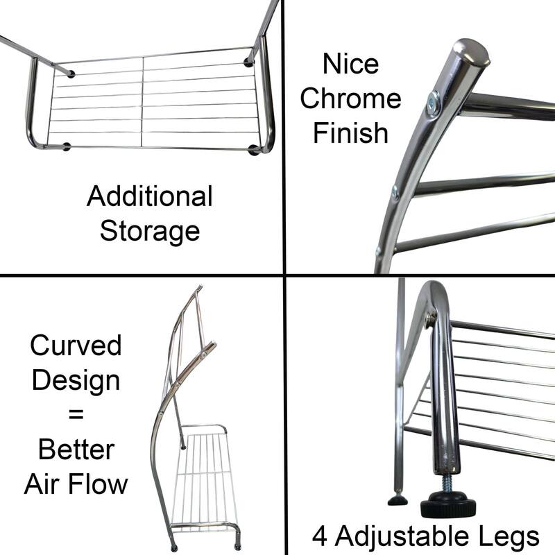 Freestanding Curved 3 Towels Stand with Shelf Chromed Metal - 22 5/8 L x 9.80 W x33.50 H