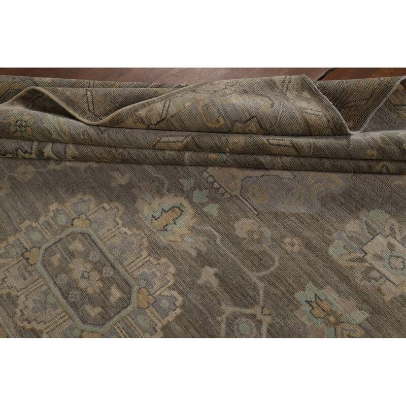 Vegetable Dye Oushak Turkish Area Rug Hand-Knotted Bedroom Wool Carpet - 9'1" x 12'0"