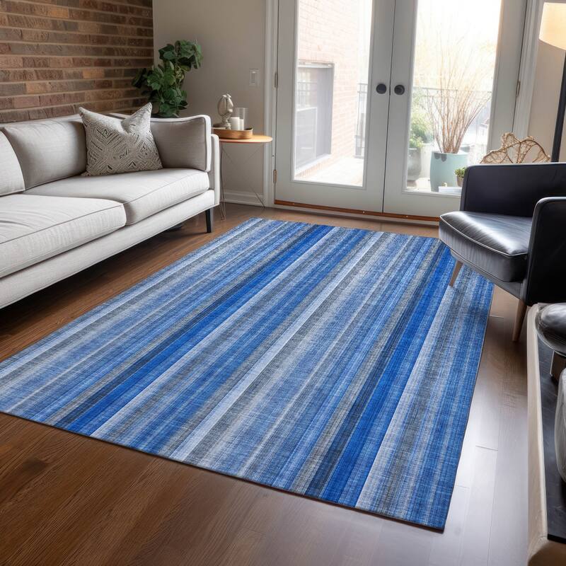 Elle Stripe Weather Resistant Timeless Fusion Outdoor Rug